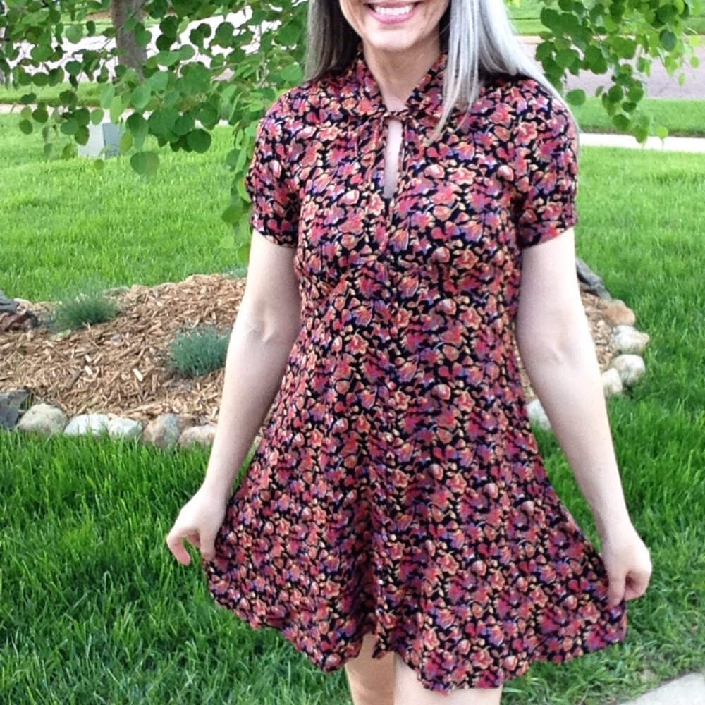 1940s inspired FREE PEOPLE floral rayon dress S